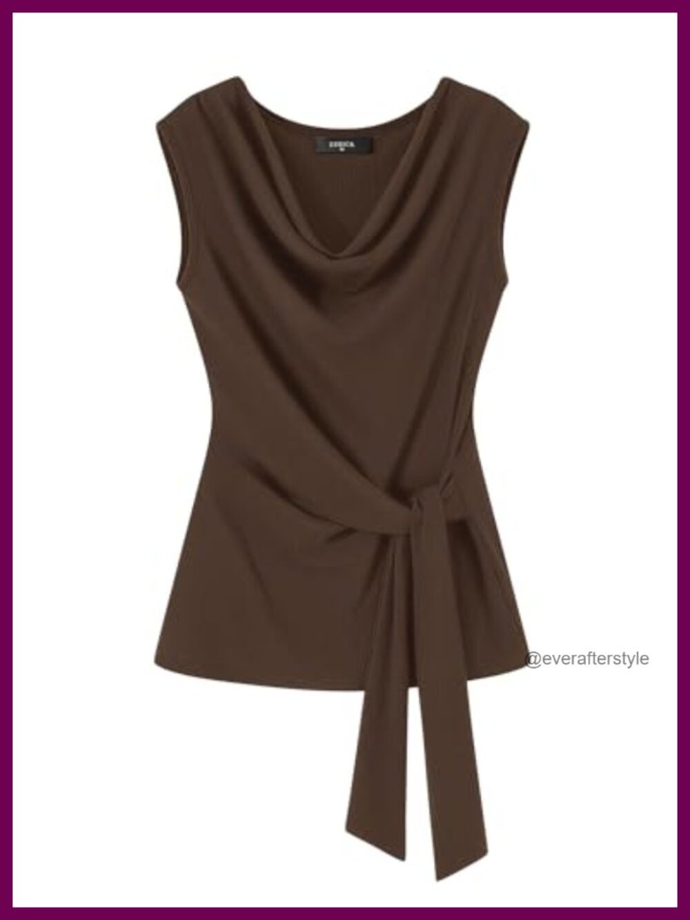 Sleeveless Cowl Neck Wrap Tank Top Ribbed Knit Business Casual Blouse